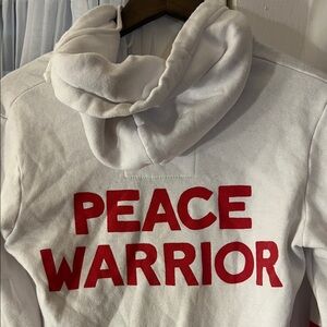 Aviator Nation Peace Warrior Zip Hoodie in white with red Women’s Size Small
